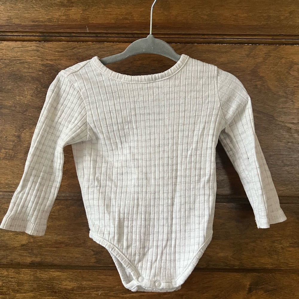 Mango (MNG) Kids/Baby Grey Ribbed Long Sleeve Bodysuit